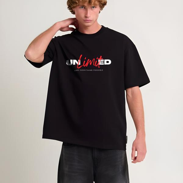 Unlimited Oversized Typography T-Shirt for Men & Women | 100% Cotton | Motivational Streetwear | Black & White