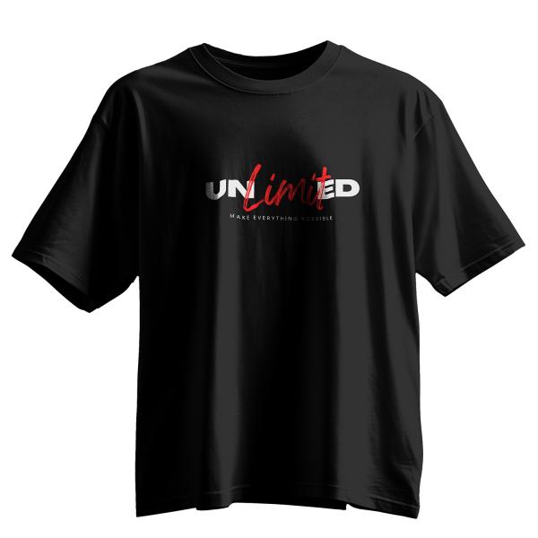 Unlimited Oversized Typography T-Shirt for Men & Women | 100% Cotton | Motivational Streetwear | Black & White